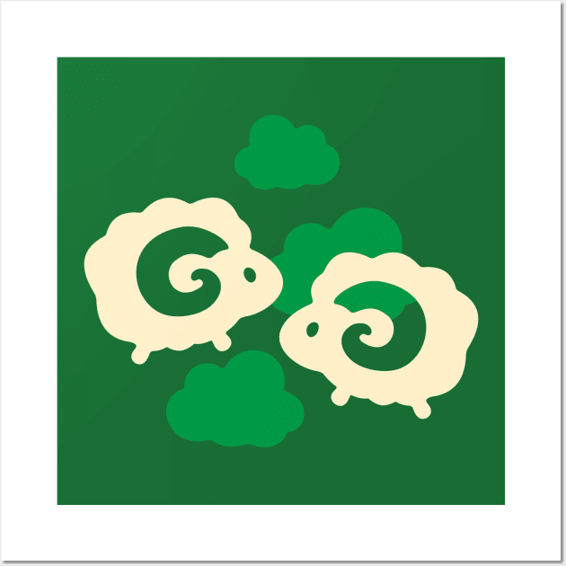 Green Meadows - cute sheeps Wall Art by XOOXOO